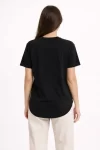Basic T-Shirt Kısa Kol Bisiklet Yaka Oval Kesim Tişört – Siyah