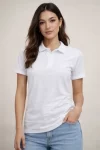 Polo Yaka Pike Kumaş Düğmeli Basic Tişört T-Shirt Günlük Rahat – Beyaz