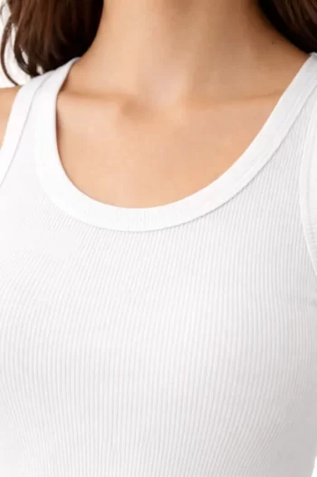 Fitilli Likralı Kaşkorse Atlet Vücuda Oturan Basic Şıklık - Beyaz