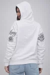 3 İplik Pamuklu Kapüşonlu Baskılı SweatShirt Hoodie – Beyaz