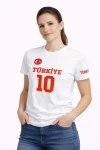 TÜRKİYE Ay Yıldız Baskılı 10 Numara Forma Tişört Taraftar T-Shirt – Beyaz