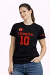 TÜRKİYE Ay Yıldız Baskılı 10 Numara Forma Tişört Taraftar T-Shirt – Siyah