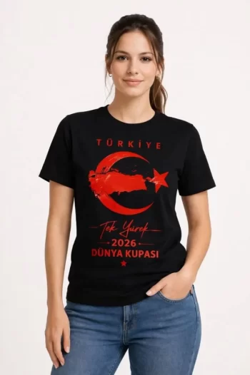 TÜRKİYE Ay Yıldız 2026 Dünya Kupasi Taraftar Forma T-Shirt - Siyah