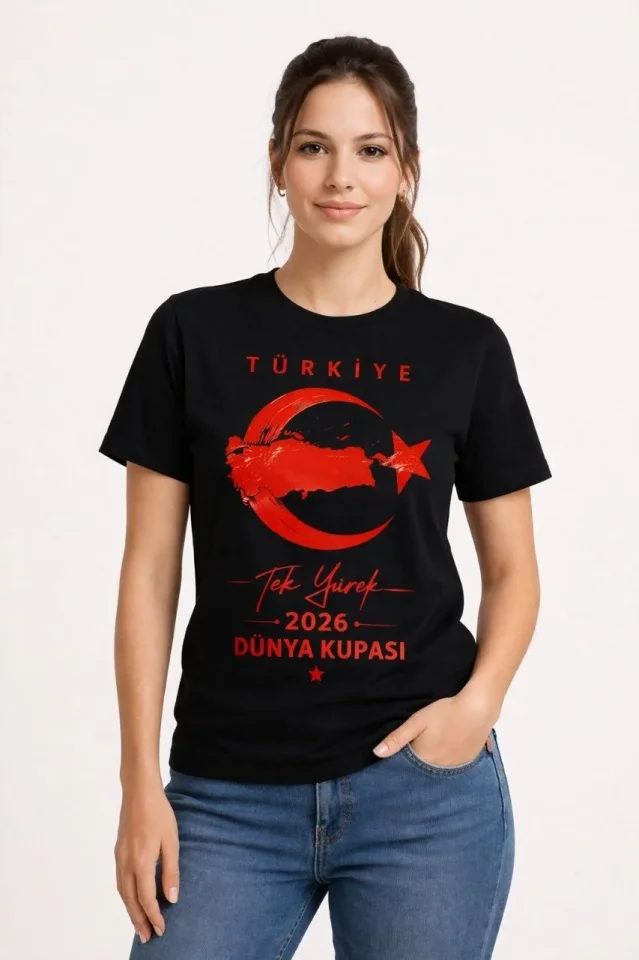 TÜRKİYE Ay Yıldız 2026 Dünya Kupasi Taraftar Forma T-Shirt - Siyah TÜRKİYE Ay Yıldız 2026 Dünya Kupasi Taraftar Forma T-Shirt - Siyah