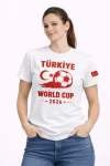 Türkiye World Cup 2026 Baskılı Tişört Futbol Temalı Forma T-Shirt – Beyaz