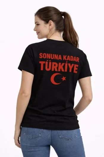 TÜRKİYE Ay Yıldız Baskılı Taraftar Forma T-Shirt - Siyah