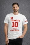 Erkek TÜRKİYE Baskılı Tişört 2026 Dünya Kupası Taraftar Forma T-Shirt – Beyaz