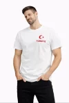 Erkek TÜRKİYE Ay Yıldız Baskılı Taraftar Forma T-Shirt – Beyaz