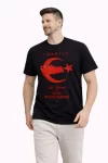 Erkek TÜRKİYE Ay Yıldız Baskılı Taraftar Forma T-Shirt – Siyah