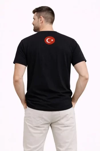 Erkek TÜRKİYE Baskılı Tişört Ay Yıldız 2026 Dünya Kupası Taraftar Forma T-Shirt - Siyah
