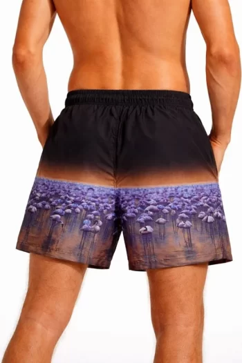 Erkek Deniz Şortu Fermuarlı Cepli File Astarlı Hızlı Kuruyan Premium - Siyah