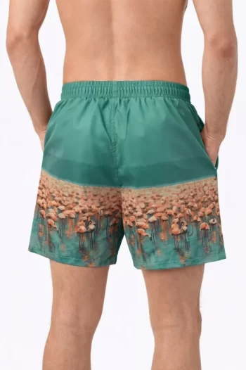 Erkek Deniz Şortu Fermuarlı Cepli File Astarlı Hızlı Kuruyan Premium - Su Yeşili