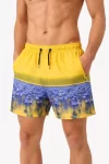 Erkek Deniz Şortu Fermuarlı Cepli File Astarlı Hızlı Kuruyan Premium – Sarı
