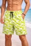 Erkek Deniz Şortu Fermuarlı Cepli File Astarlı Hızlı Kuruyan Premium – Sarı