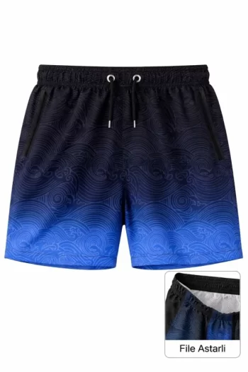 Erkek Deniz Şortu Fermuarlı Cepli File Astarlı Hızlı Kuruyan Premium - Çok Renkli