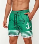 Erkek Deniz Şortu Fermuarlı Cepli File Astarlı Hızlı Kuruyan Premium – Su Yeşili