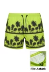 Erkek Deniz Şortu Fermuarlı Cepli File Astarlı Hızlı Kuruyan Premium – Neon Yeşili