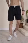 Erkek Deniz Şortu Fermuarlı Cepli File Astarlı – Siyah