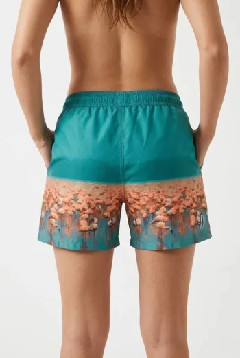 Deniz Şortu Fermuarlı Cepli File Astarlı Hızlı Kuruyan Premium - Su Yeşili