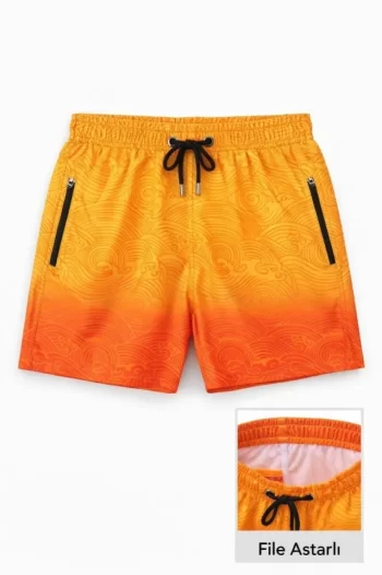 Deniz Şortu Fermuarlı Cepli File Astarlı Hızlı Kuruyan Premium - Çok Renkli