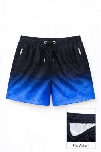 Deniz Şortu Fermuarlı Cepli File Astarlı Hızlı Kuruyan Premium - Çok Renkli