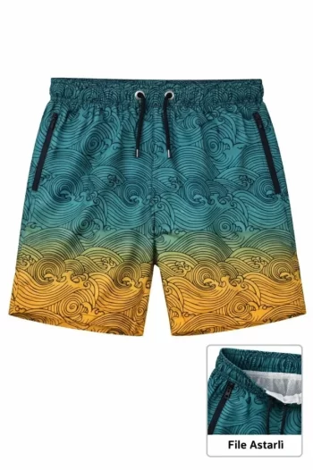 Deniz Şortu Fermuarlı Cepli File Astarlı Hızlı Kuruyan Premium - Çok Renkli