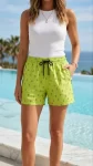 Deniz Şortu Fermuarlı Cepli File Astarlı Hızlı Kuruyan Premium – Neon Yeşili