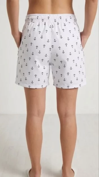 Deniz Şortu Fermuarlı Cepli File Astarlı Hızlı Kuruyan Premium - Beyaz