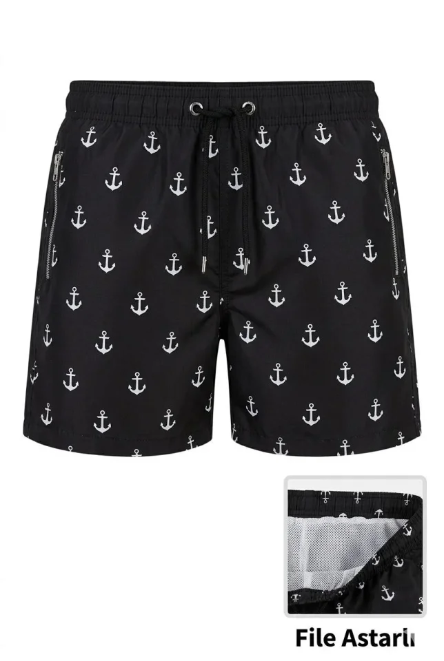 Deniz Şortu Fermuarlı Cepli File Astarlı Hızlı Kuruyan Premium - Siyah Deniz Şortu Fermuarlı Cepli File Astarlı Hızlı Kuruyan Premium - Siyah