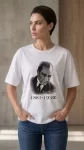 Atatürk Baskılı Tişört Kısa Kollu Bisiklet Yaka T-Shirt – Beyaz