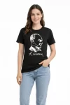 Atatürk Baskılı Tişört Kısa Kollu Bisiklet Yaka T-Shirt – Siyah