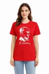 Atatürk Baskılı Tişört Kısa Kollu Bisiklet Yaka T-Shirt – Kırmızı