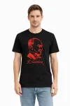 Erkek Atatürk Baskılı Tişört Kısa Kollu Bisiklet Yaka T-Shirt – Siyah
