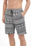 Erkek Etnik Desenli Dokuma Şort Lastikli Bel Bağcıklı Cepli Yazlık – Gri