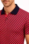 Erkek Pike Kumaş Polo Yaka Desenli Tişört Kısa Kol Yazlık T-Shirt – Kırmızı
