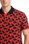 Erkek Pike Kumaş Polo Yaka Palmiye Desenli Tişört Kısa Kol Yazlık T-Shirt – Kırmızı