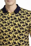 Erkek Pike Kumaş Polo Yaka Palmiye Desenli Tişört Kısa Kol Yazlık T-Shirt – Sarı