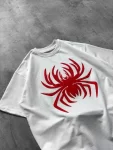Erkek Örümcek Baskılı Tişört Kısa Kollu Bisiklet Yaka T-Shirt – Beyaz
