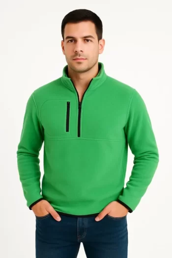 Arka Polar Kazak Dik Yaka - Yeşil