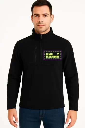 Ön Arka Polar Kazak Dik Yaka - Siyah