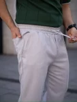 Erkek Keten Cepli Çıma Dikişli Jogger Buggy Pantalon Rahat Kalıp – Gri