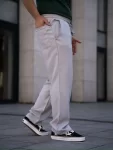 Erkek Keten Cepli Çıma Dikişli Jogger Buggy Pantalon Rahat Kalıp – Gri