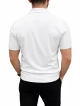 Erkek Yazlık Triko Tişört Kısa Kol Polo Yaka Düğmeli T-Shirt - Beyaz