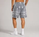 Erkek Desenli Dokuma Yazlık Şort Lastikli Bel Bağcıklı Rahat Kesim – Gri