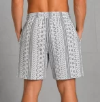 Erkek Etnik Desenli Dokuma Şort Lastikli Bağcıklı Bel Cepli Yazlık Rahat – Gri