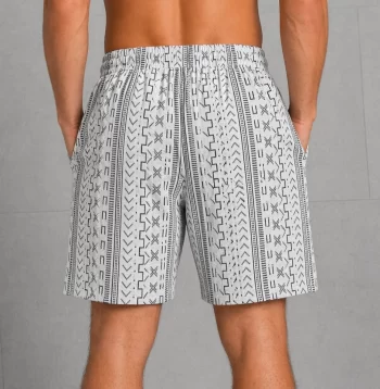Erkek Etnik Desenli Dokuma Şort Lastikli Bağcıklı Bel Cepli Yazlık Rahat - Gri