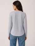 Likralı Dokulu Uzun Kollu Tişört Oval Kesim Rahat Kalıp Bluz - Gri
