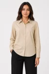 Uzun Kol Gömlek Düğmeli Klasik Yaka Günlük Ve Ofis Şıklığına Uygun – Bej