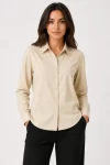 Uzun Kol Gömlek Düğmeli Klasik Yaka Günlük Ve Ofis Şıklığına Uygun – Bej