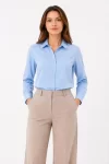 Uzun Kol Gömlek Düğmeli Klasik Yaka Günlük Ve Ofis Şıklığına Uygun - Açık Mavi